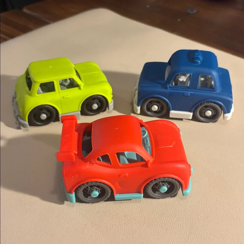 3-Pack Kids Toy Cars in Red, Lime Green, and Blue - Playset